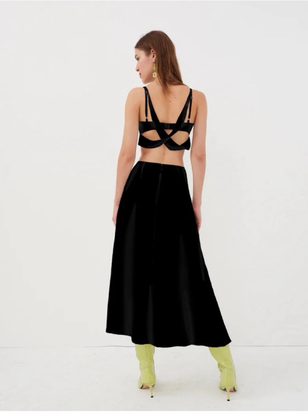 For Love and Lemons Black Cutout Midi Dress with Side Slit - Picture 2 of 7